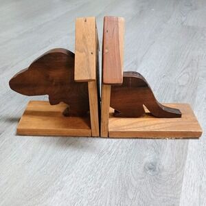 Homemade Handmade Wooden Weiner Dog Dachshund Bookends Book Reading Dog